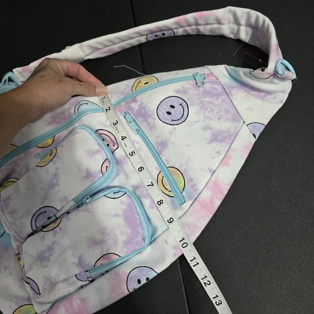 New No Boundaries Smiley Face Tie-Dye Sling Bag